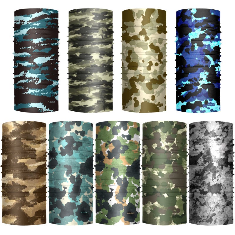 VCZUIUC Headwear Bandana Head Wrap Face Scarf Mask Neck Warmer Balaclava for Sports (One Size, 9PCS CAMO-4) - Image 2